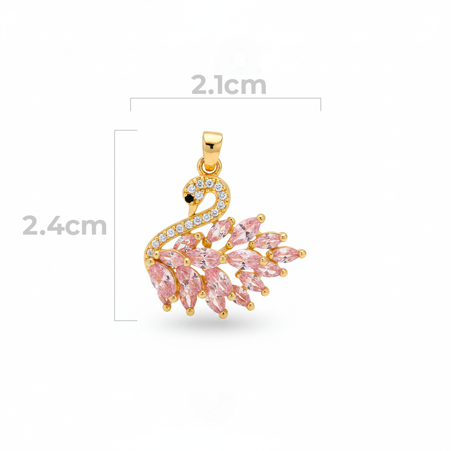 Dije Cisne Piedra Rosada Dorado Rodinado