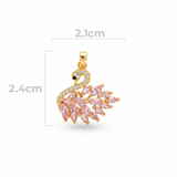 Dije Cisne Piedra Rosada Dorado Rodinado