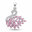 Dije Cisne Piedra Rosada Plateado Rodinado