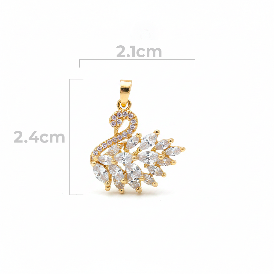 Dije Cisne Piedra blanca Dorado Rodinado
