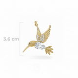 Dije Colibrí Piedra Blanca Dorado Rodinado