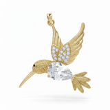 Dije Colibrí Piedra Blanca Dorado Rodinado