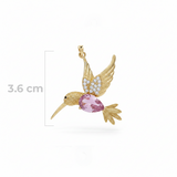 Dije Colibrí Piedra Rosada Dorado Rodinado