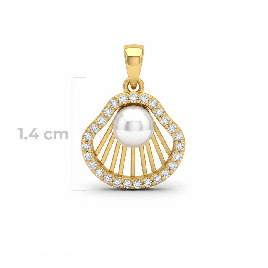 Dije Concha Perla Brillante Dorado Rodinado