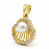 Dije Concha Perla Brillante Dorado Rodinado