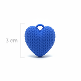 Dije Corazón Azul 3Cm Tejido Collar Acrílico