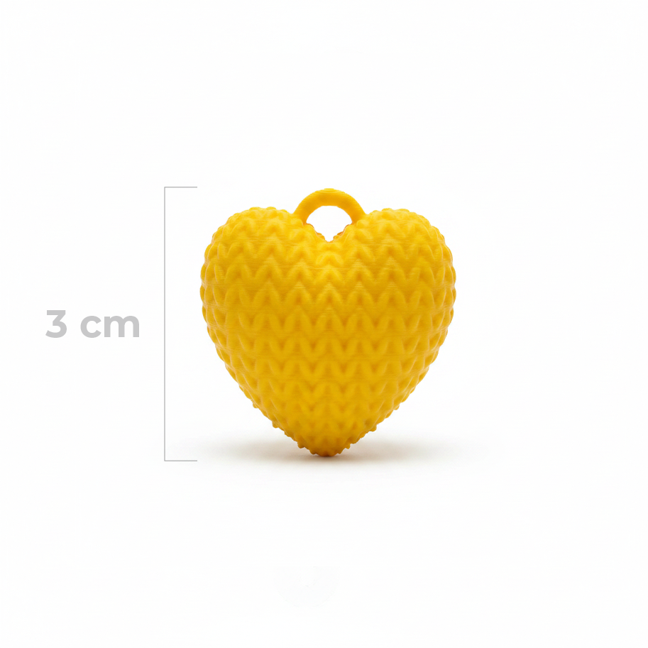Dije Corazón Amarillo Bandera 3Cm Tejido Collar Acrílico
