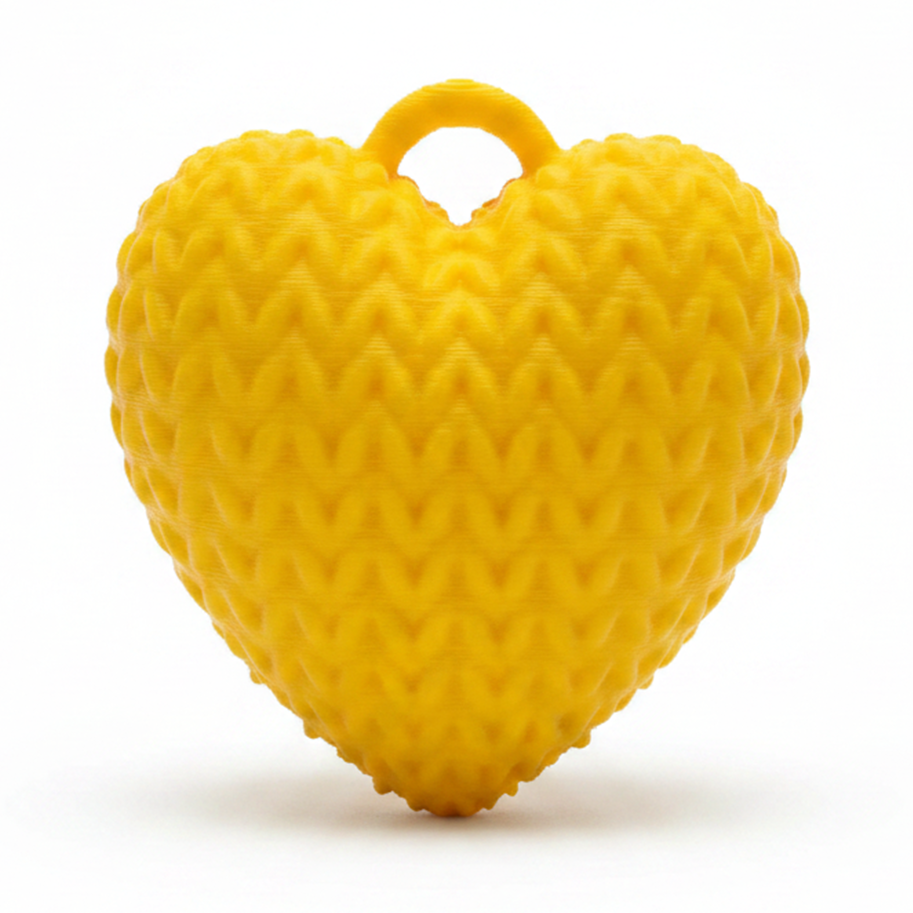 Dije Corazón Amarillo Bandera 3Cm Tejido Collar Acrílico