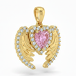Dije Corazón Ángel Piedra Rosada Dorado Rodinado