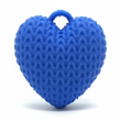 Dije Corazón Azul 3Cm Tejido Collar Acrílico