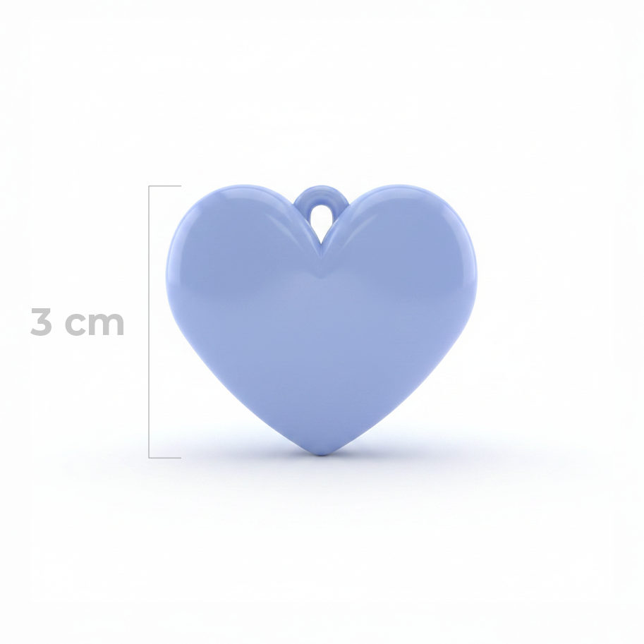Dije Corazón Azul Cielo Liso 3 Cm Acrílico