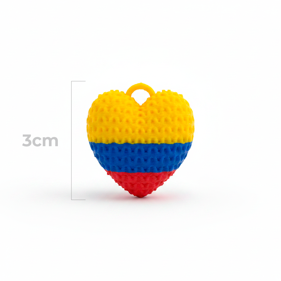 Dije Corazón Bandera Colombia 3Cm Tejido Collar Acrílico