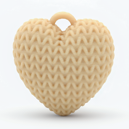 Dije Corazón Beige 3Cm Tejido Collar Acrílico
