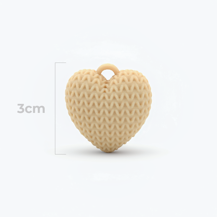 Dije Corazón Beige 3Cm Tejido Collar Acrílico