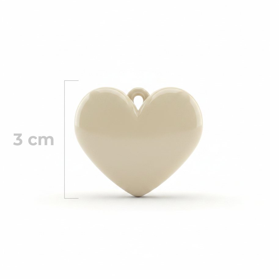 Dije Corazón Beige Claro Liso 3 Cm Acrílico