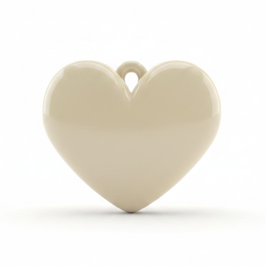 Dije Corazón Beige Claro Liso 3 Cm Acrílico