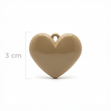 Dije Corazón Beige Oscuro Liso 3 Cm Acrílico