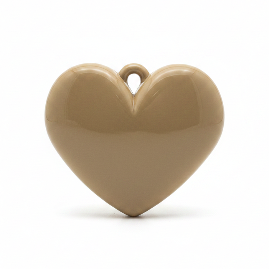 Dije Corazón Beige Oscuro Liso 3 Cm Acrílico