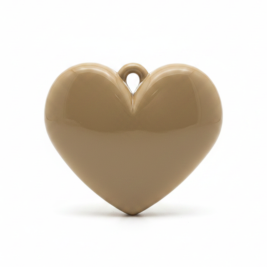 Dije Corazón Beige Oscuro Liso 3 Cm Acrílico
