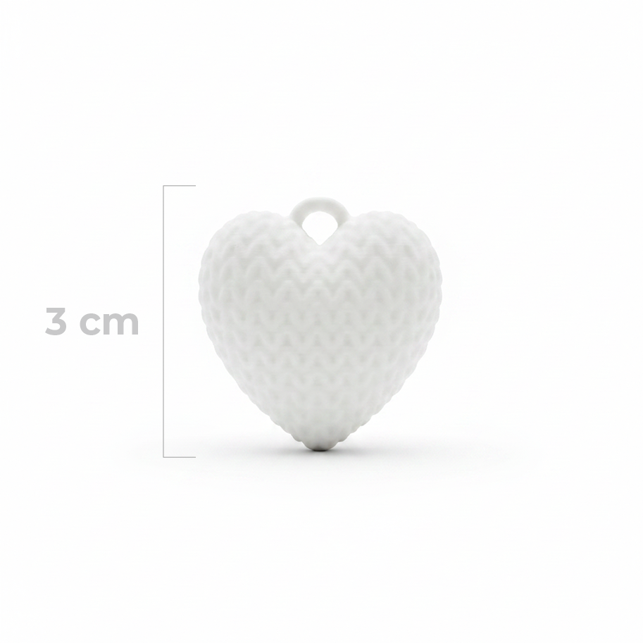 Dije Corazón Blanco 3Cm Tejido Collar Acrílico