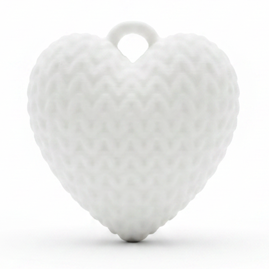 Dije Corazón Blanco 3Cm Tejido Collar Acrílico