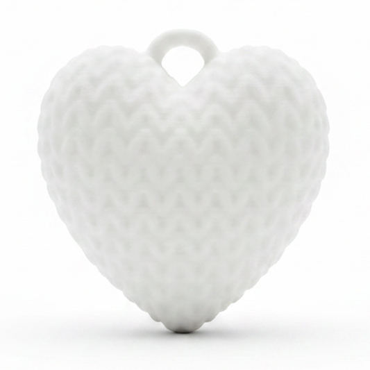 Dije Corazón Blanco 3Cm Tejido Collar Acrílico