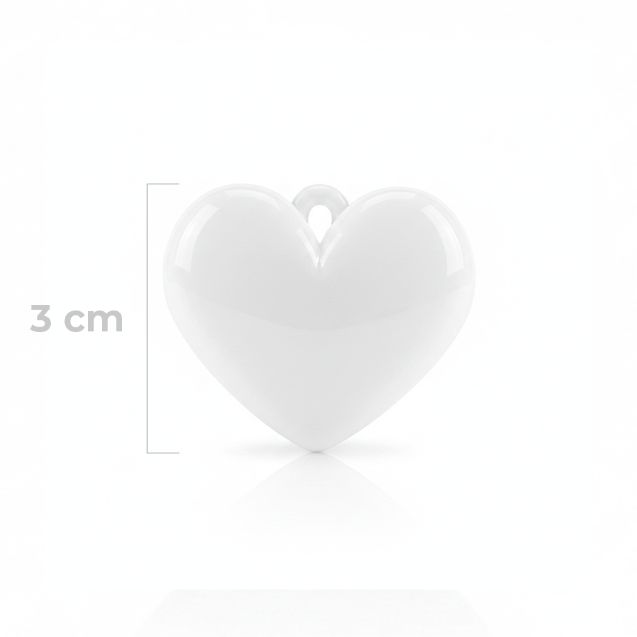 Dije Corazón Blanco Liso 3 Cm Acrílico
