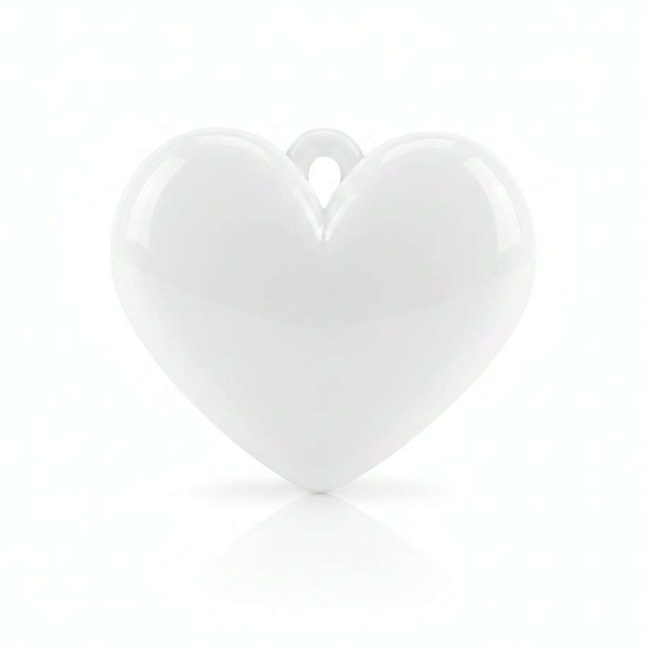 Dije Corazón Blanco Liso 3 Cm Acrílico