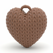 Dije Corazón Café 3Cm Tejido Collar Acrílico