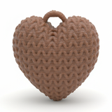 Dije Corazón Café 3Cm Tejido Collar Acrílico