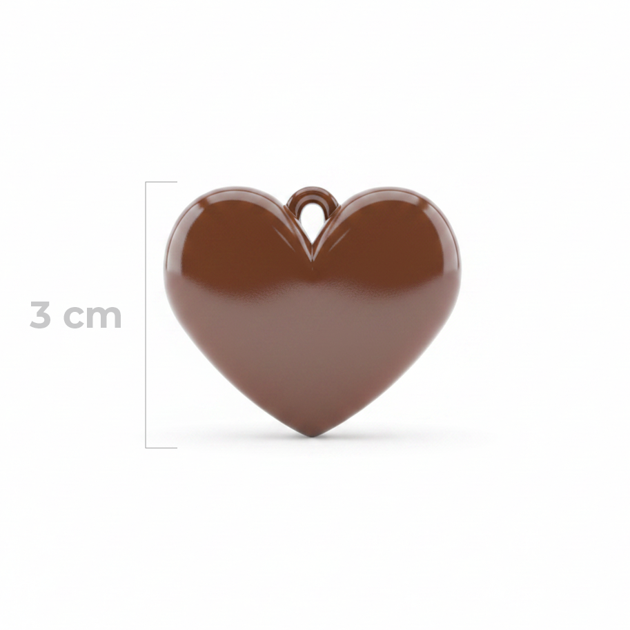 Dije Corazón Café Liso 3 Cm Acrílico