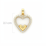 Dije Corazón Circón Liso Dorado Rodinado