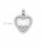 Dije Corazón Circón Liso Plateado Rodinado