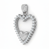 Dije Corazón Circón Liso Plateado Rodinado