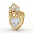 Dije Corazón Con Corona Piedra Blanca Rodinado