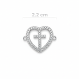 Dije Corazón Cruz Plateado Rodinado