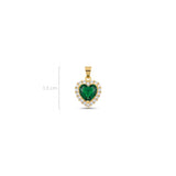 Dije Corazón Dorado Piedra Verde Rodinado