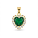 Dije Corazón Dorado Piedra Verde Rodinado