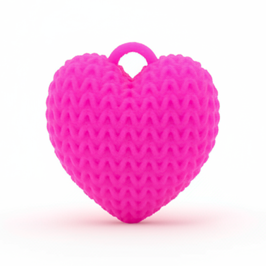 Dije Corazón Fucsia 3Cm Tejido Collar Acrílico