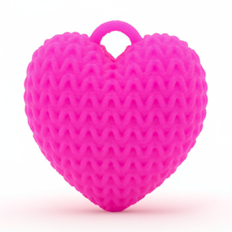 Dije Corazón Fucsia 3Cm Tejido Collar Acrílico