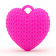 Dije Corazón Fucsia 3Cm Tejido Collar Acrílico