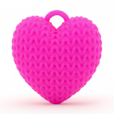 Dije Corazón Fucsia 3Cm Tejido Collar Acrílico