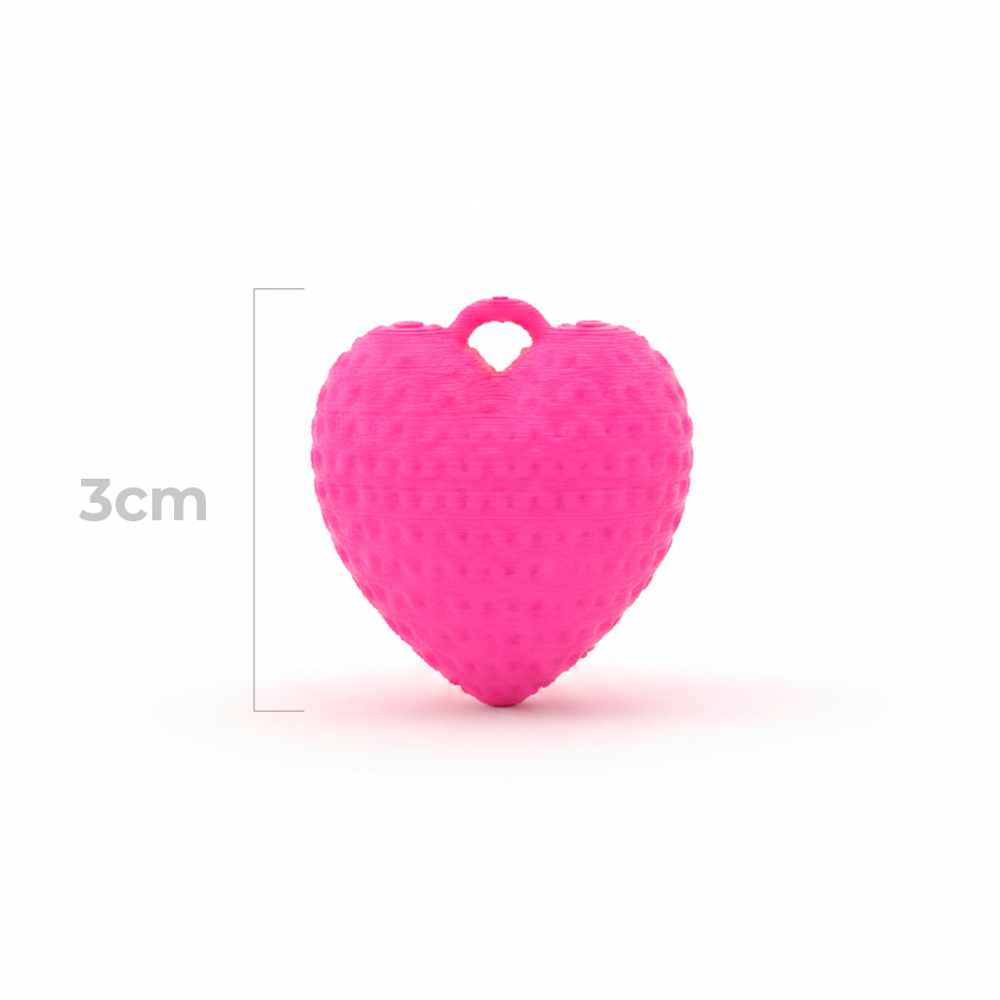 Dije Corazón Fucsia 3Cm Tejido Collar Acrílico