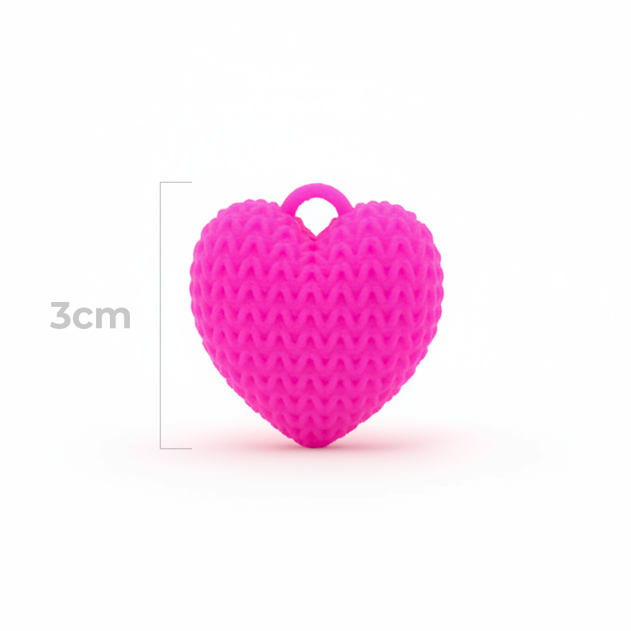 Dije Corazón Fucsia 3Cm Tejido Collar Acrílico