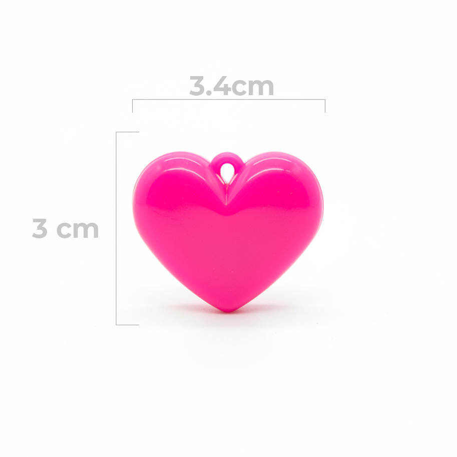 Dije Corazón Fucsia Liso 3 Cm Acrílico