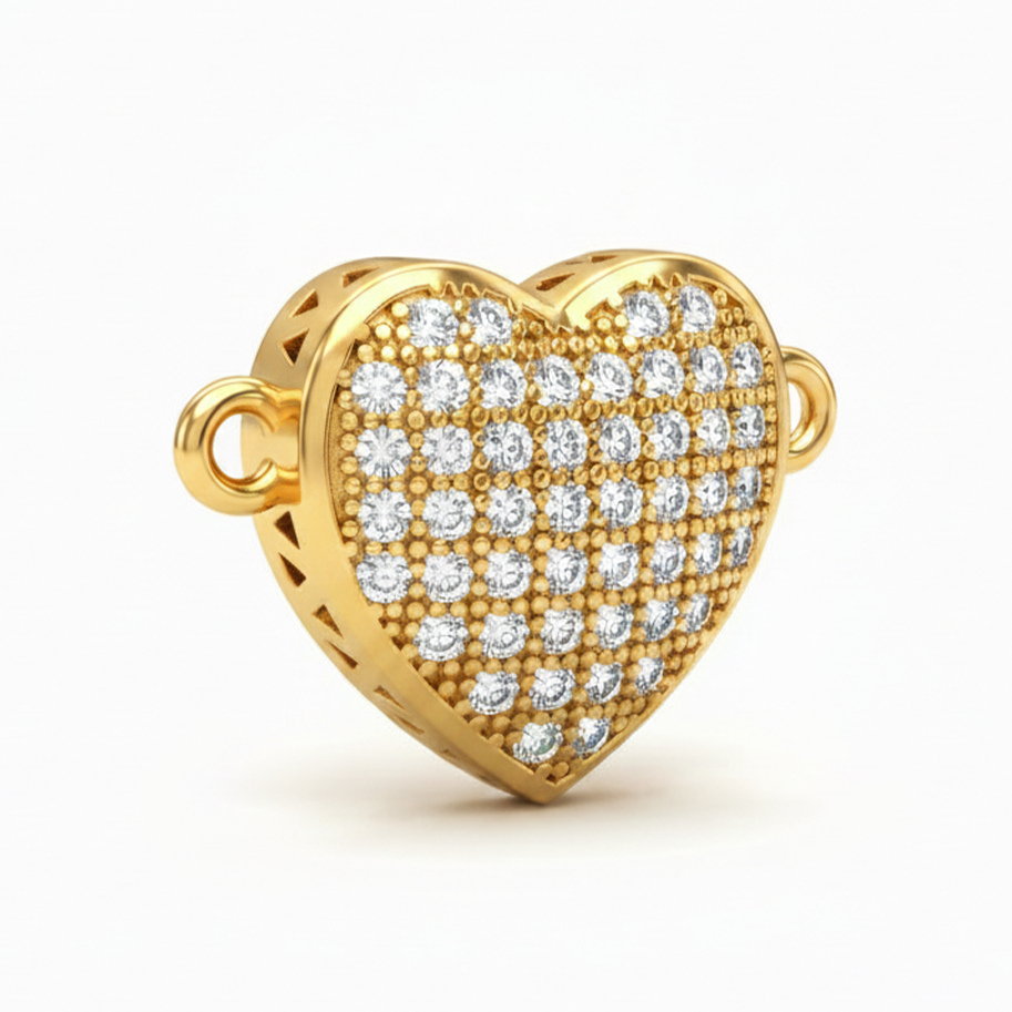 Dije Corazón Grande Dorado Rodinado