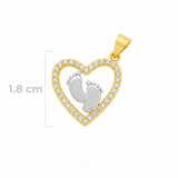 Dije Corazón Huella Bebe Bicolor Rodinado