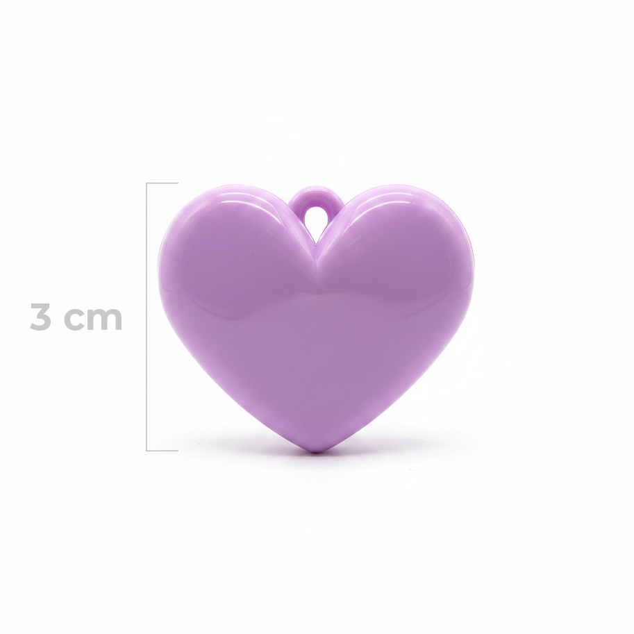 Dije Corazón Lila Liso 3 Cm Acrílico
