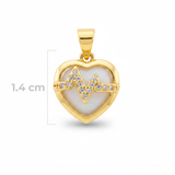 Dije Corazón Linea De Vida Piedra Blanca Dorado Rodinado