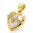 Dije Corazón Linea De Vida Piedra Blanca Dorado Rodinado